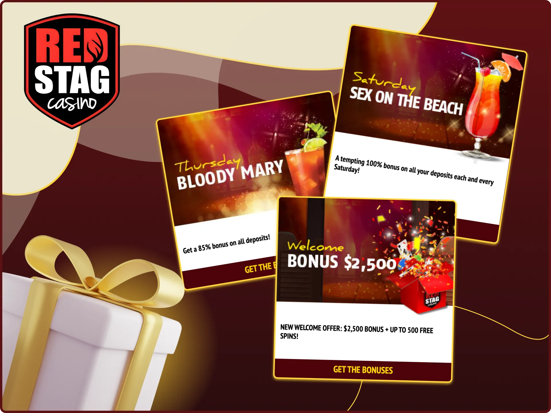 At Red Stag online casino you will find a wide range of bonuses.