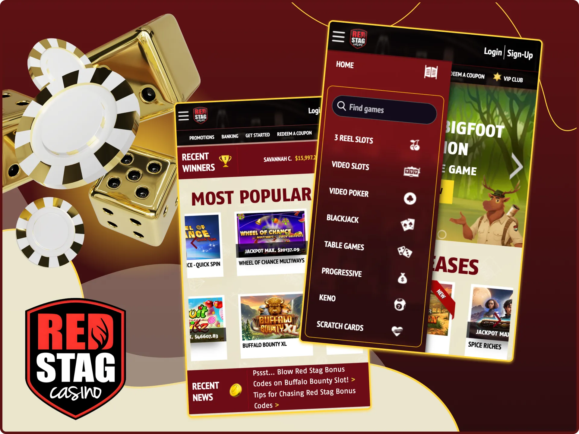 Play on the mobile version of the Red Stag online casino website.