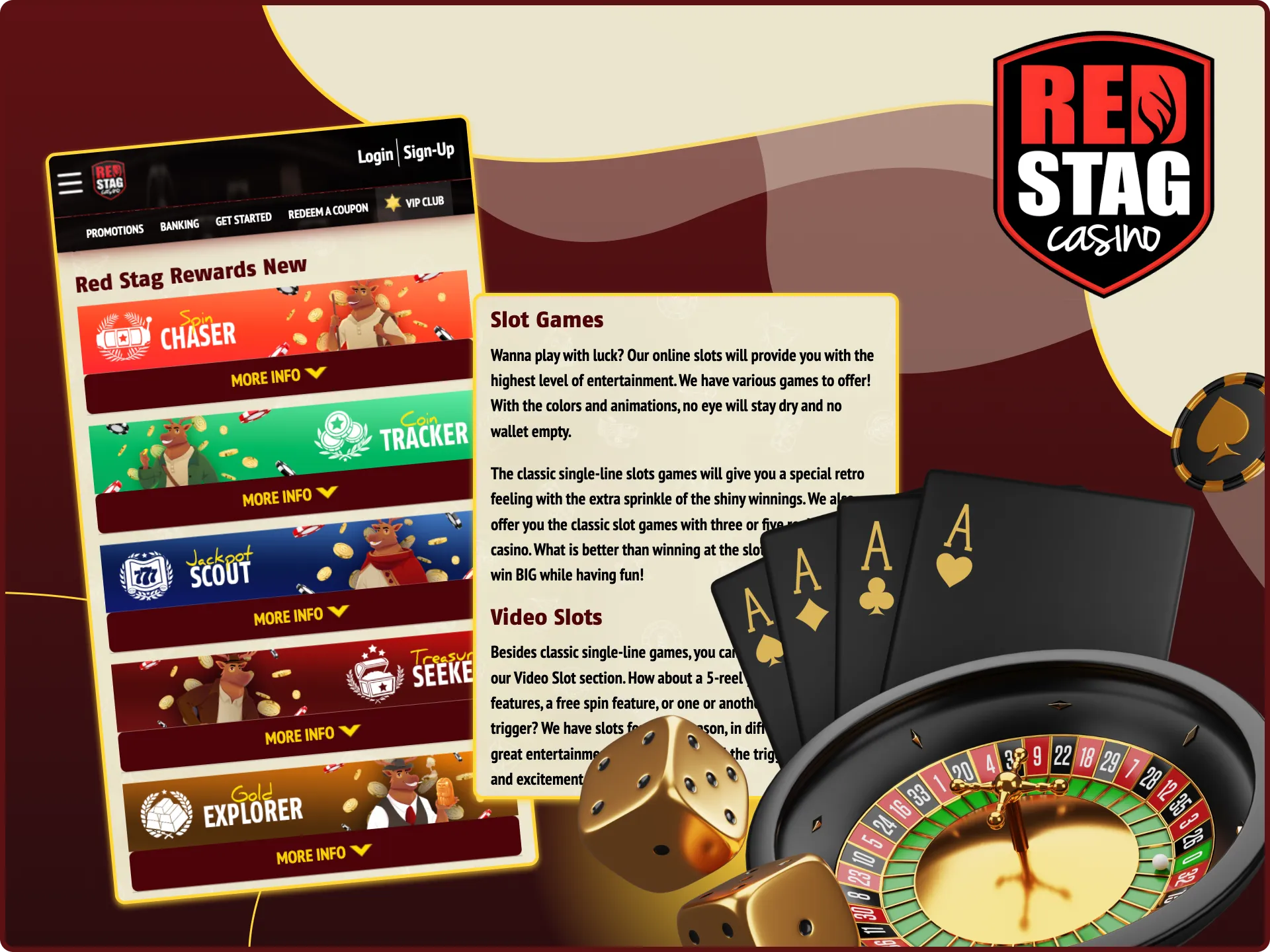 Log in to the Red Stag online casino website and play.