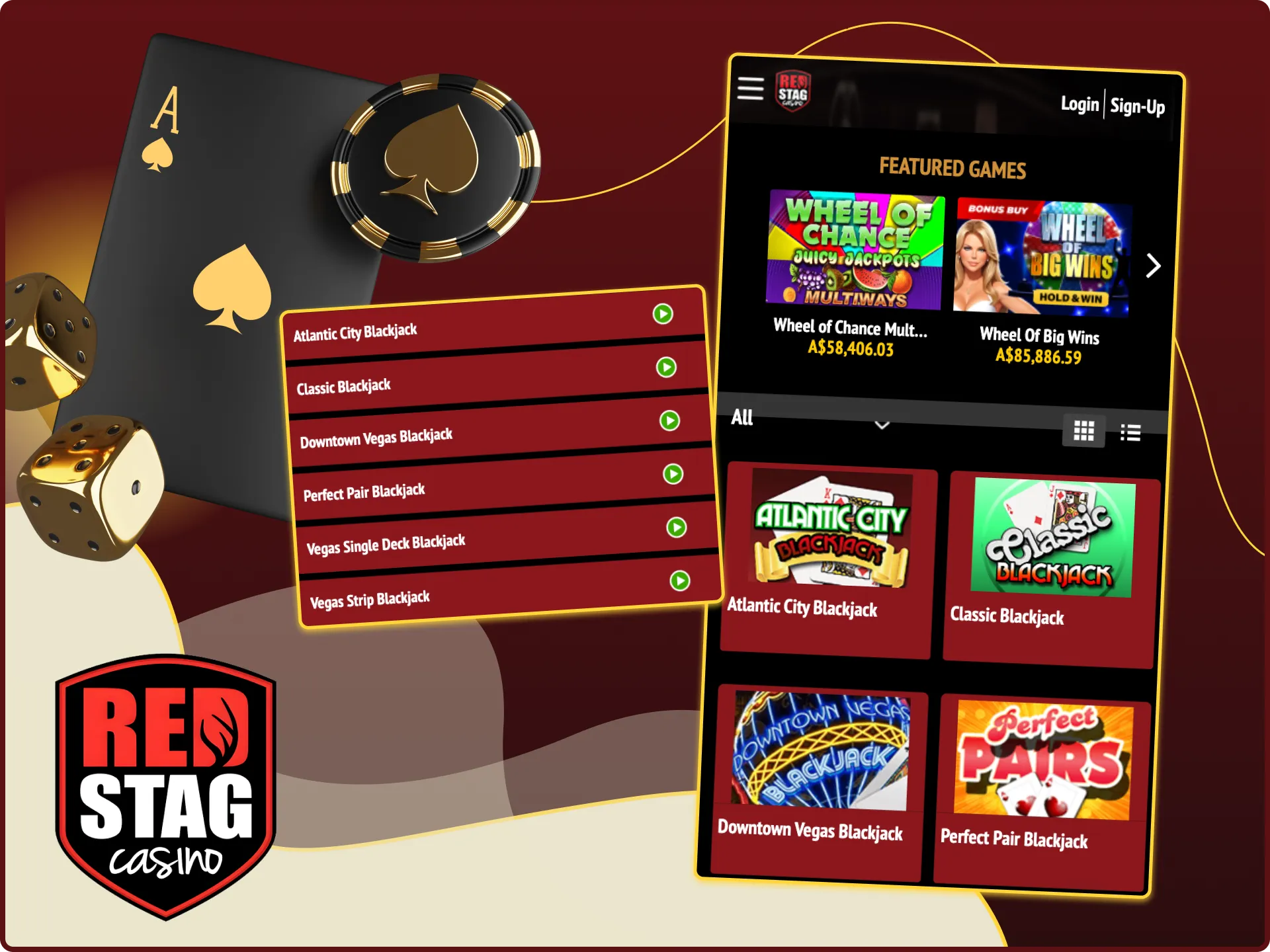 Can I play blackjack games at Red Stag online casino on my phone.