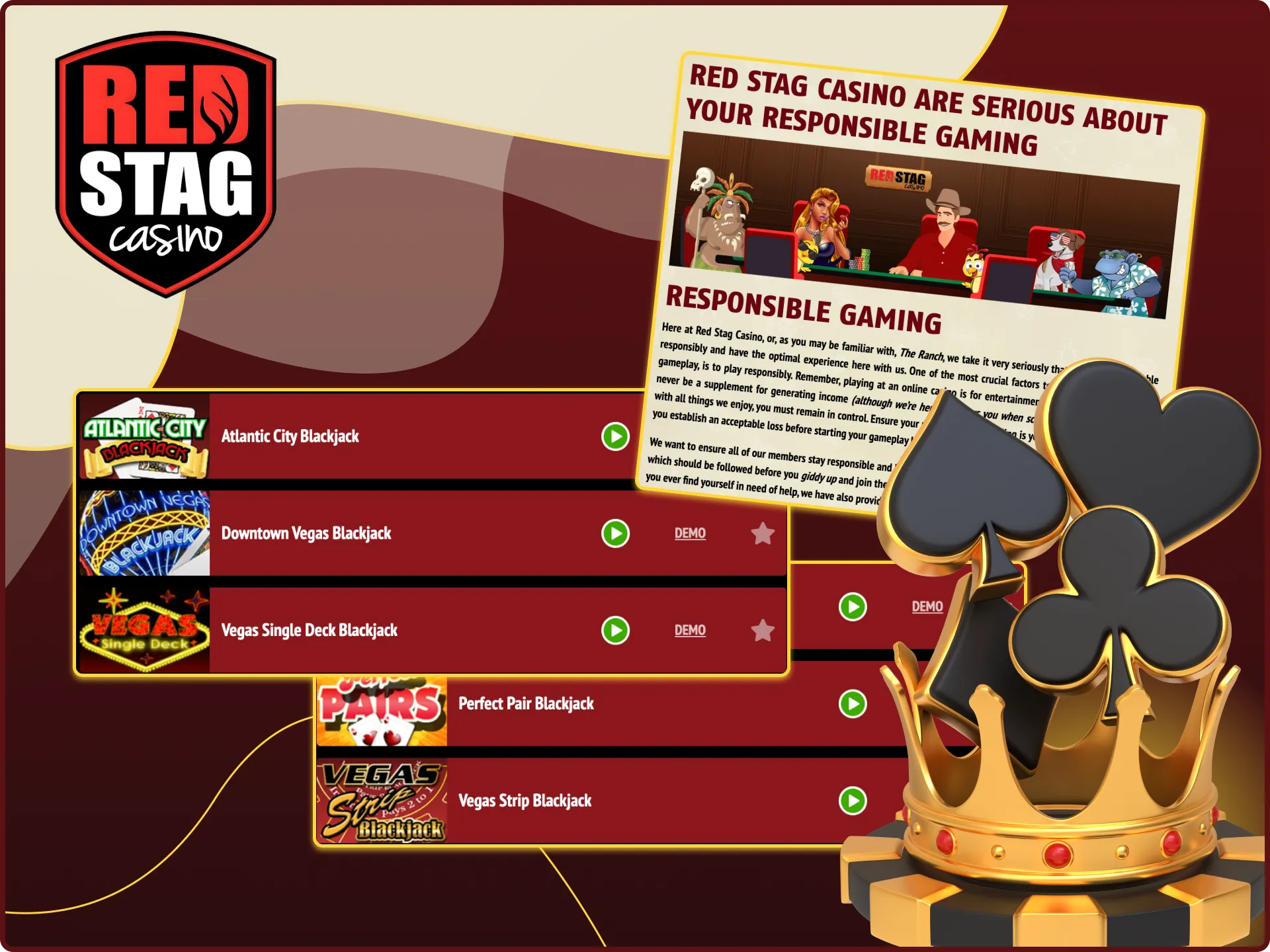 Set a limit for blackjack games at Red Stag online casino to avoid losing all your money.