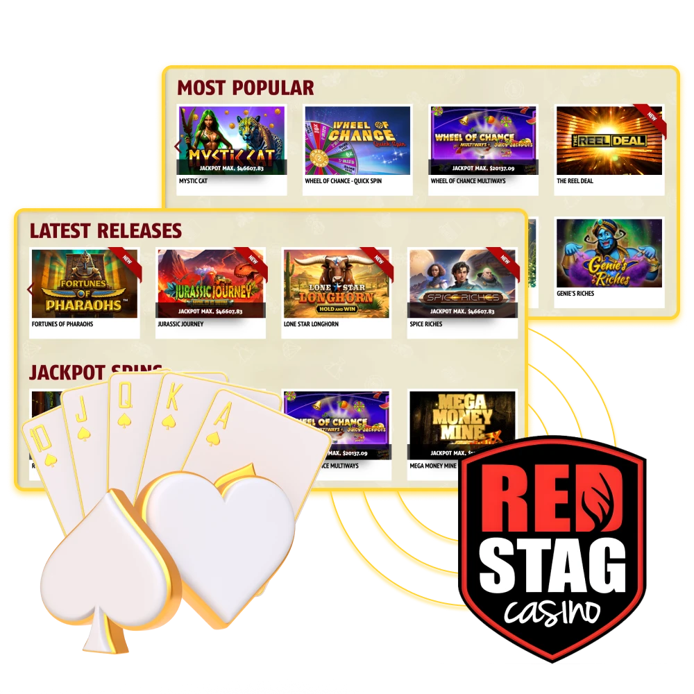 Play games from the most popular providers at Red Stag online casino.