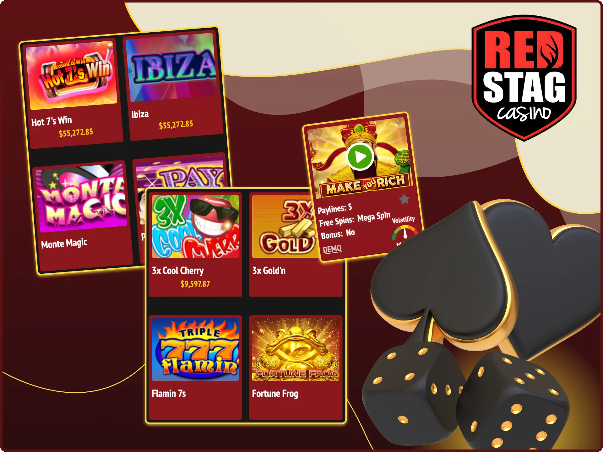 Choose the games that suit you at Red Stag online casino.