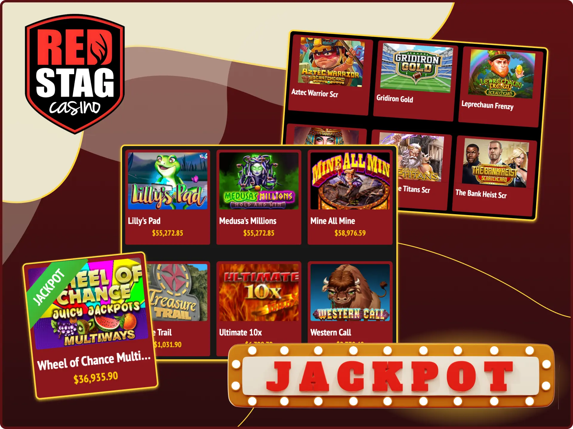 Play the jackpot games at Red Stag online casino to increase your chances of winning big.