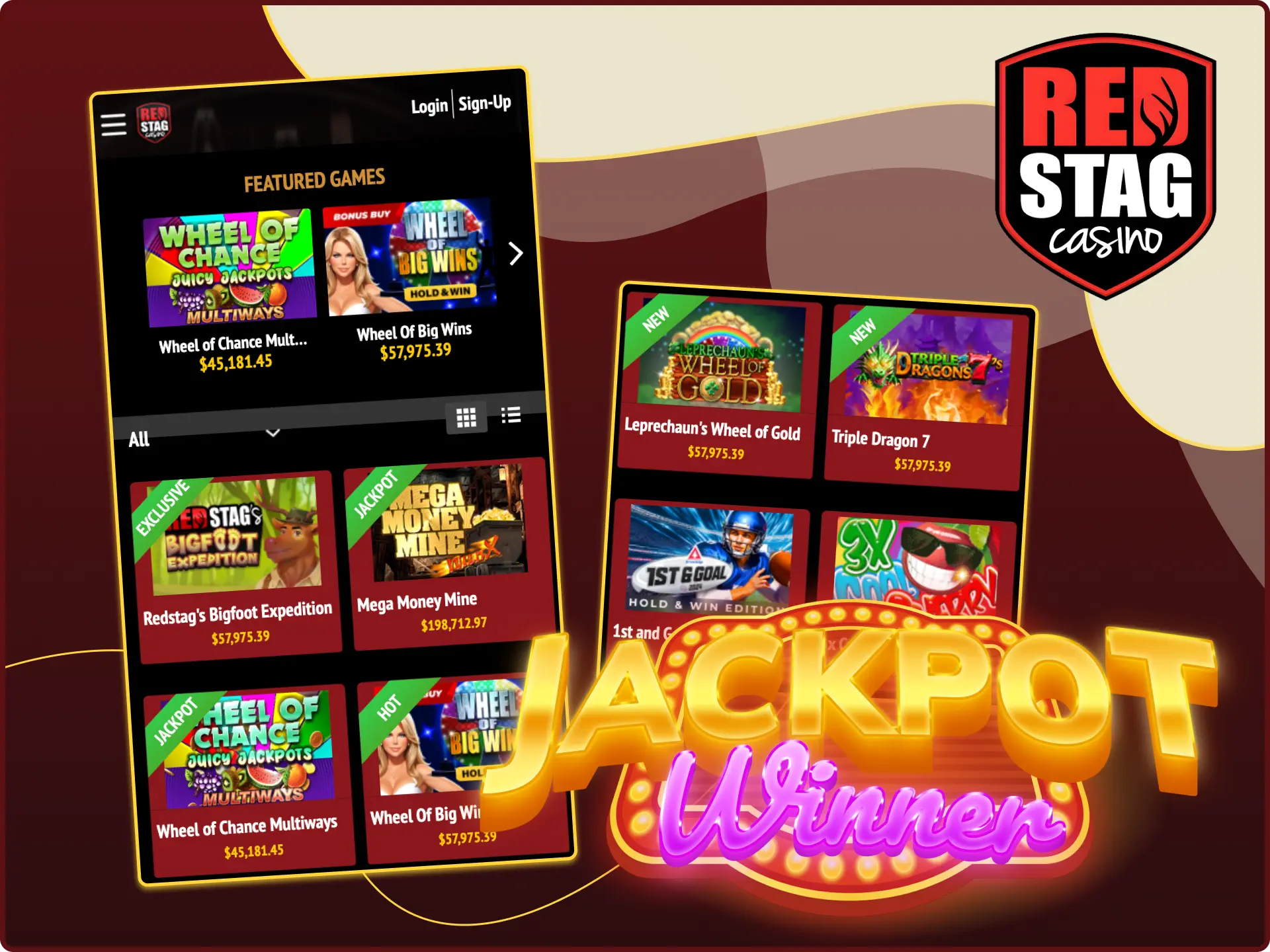 How to play Jackpot Games at Red Stag Online Casino on mobile.