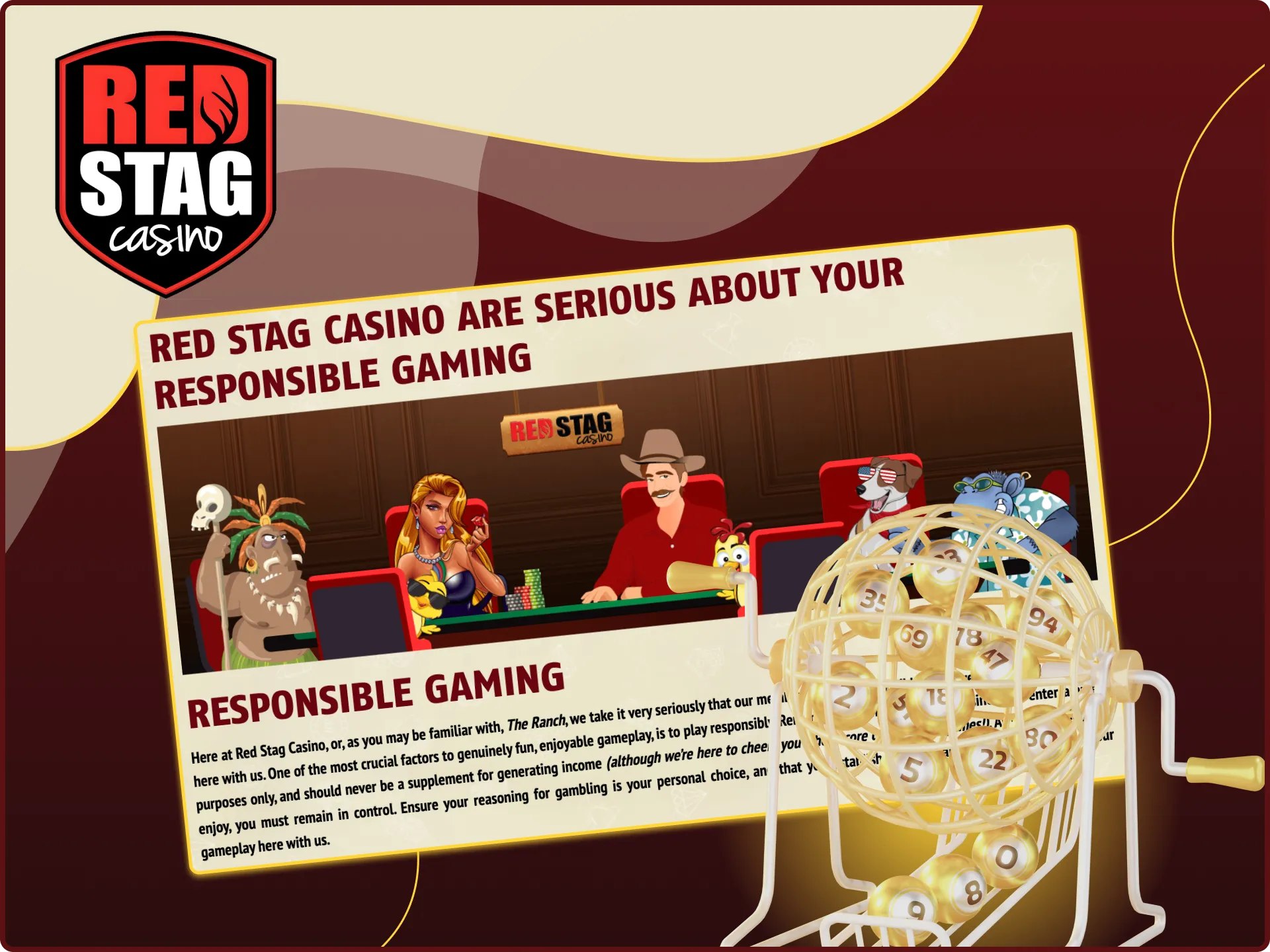 Treat keno games at Red Stag online casino as entertainment.