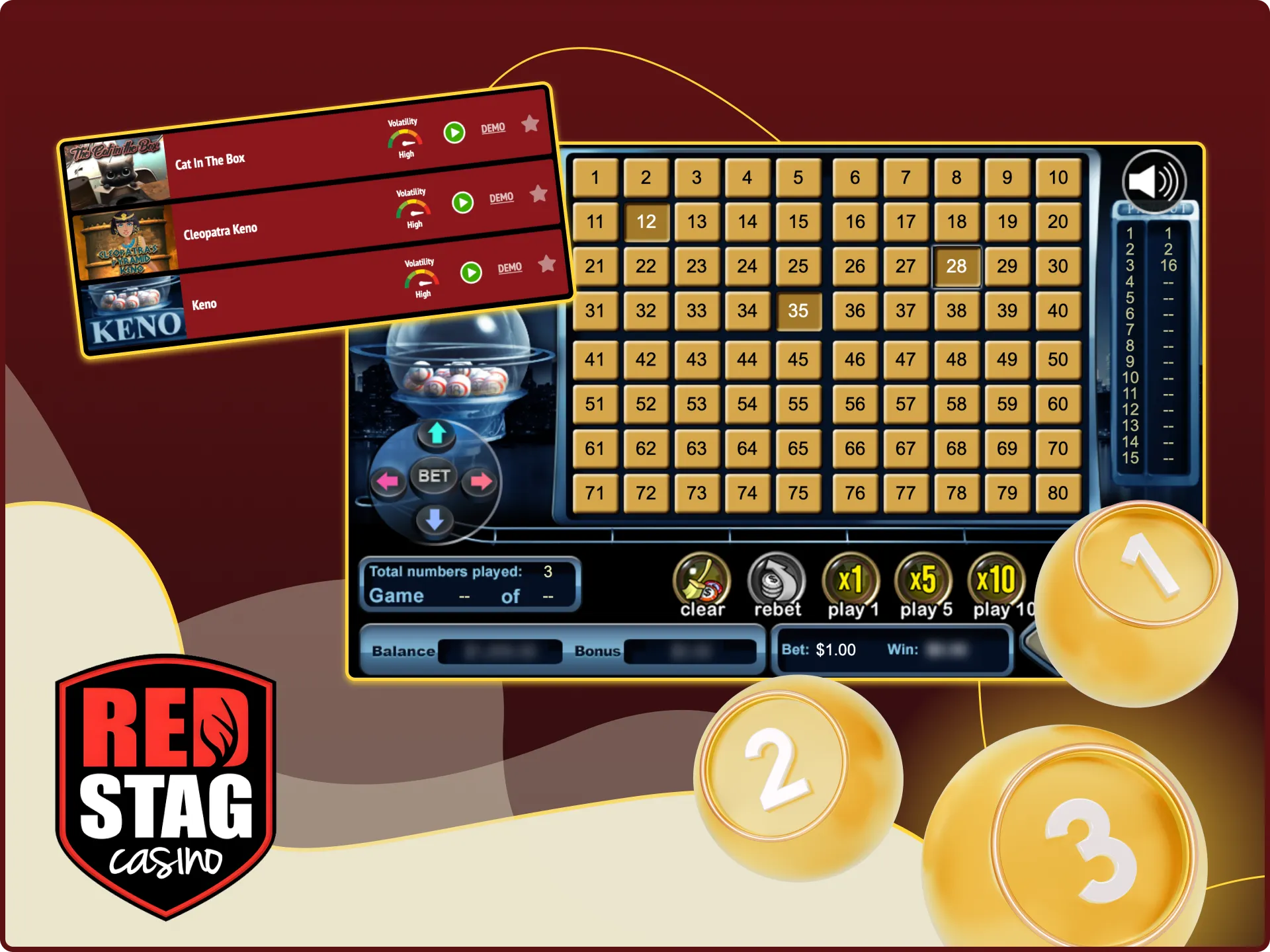 We have prepared for you tips on how to increase your chances of winning in keno games at the Red Stag online casino.