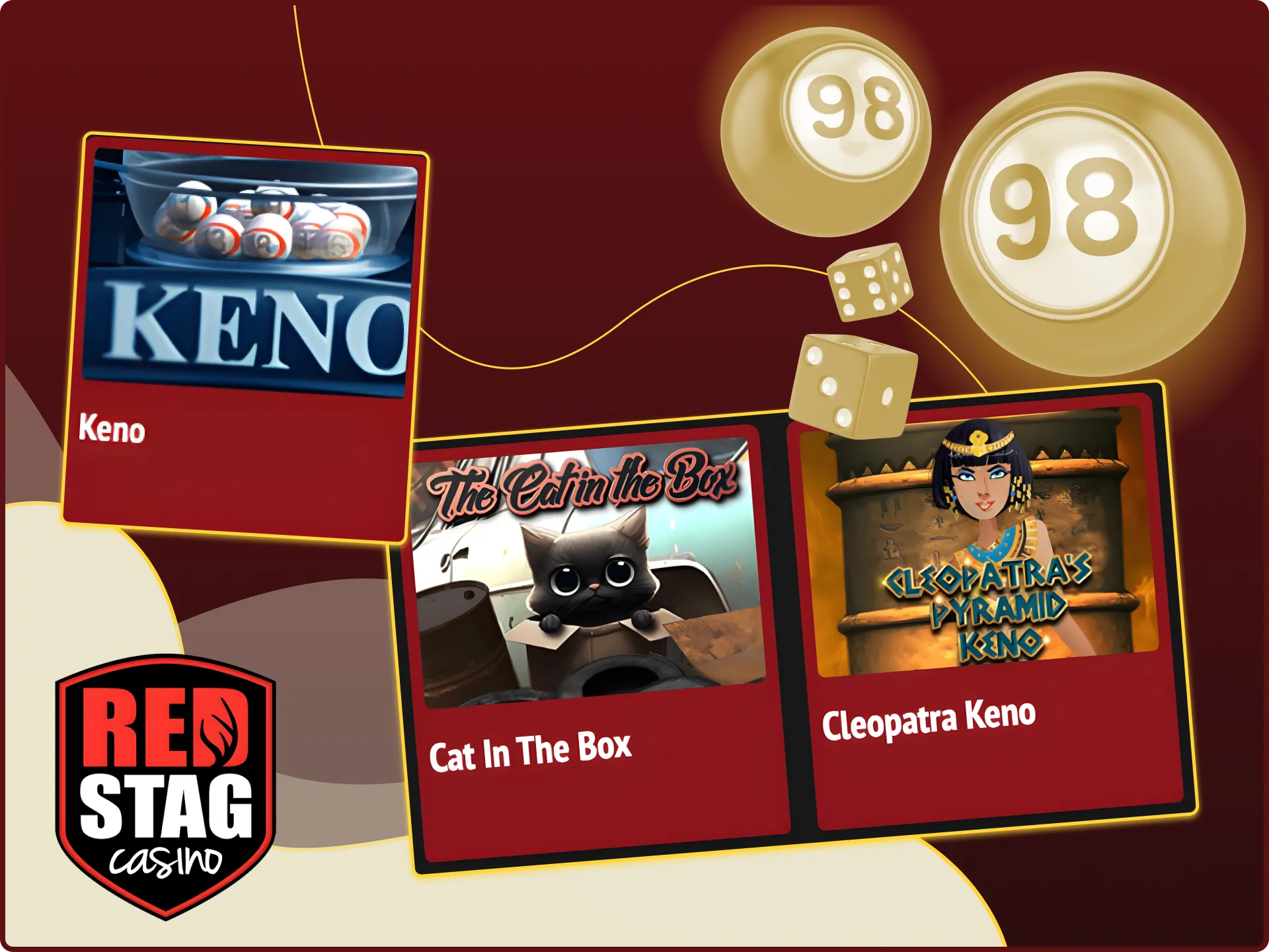 Play simple keno games at Red Stag online casino and win.