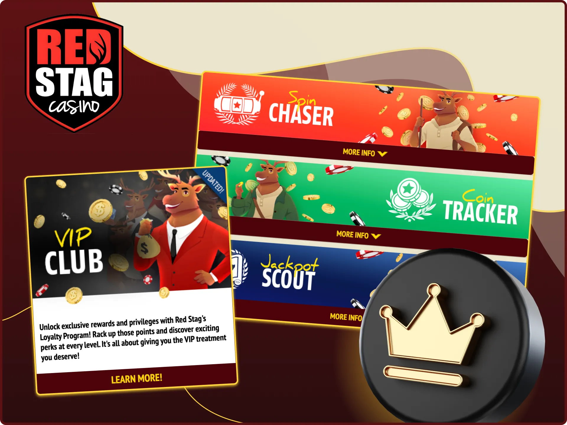 Become a part of the VIP club of the Red Stag online casino.