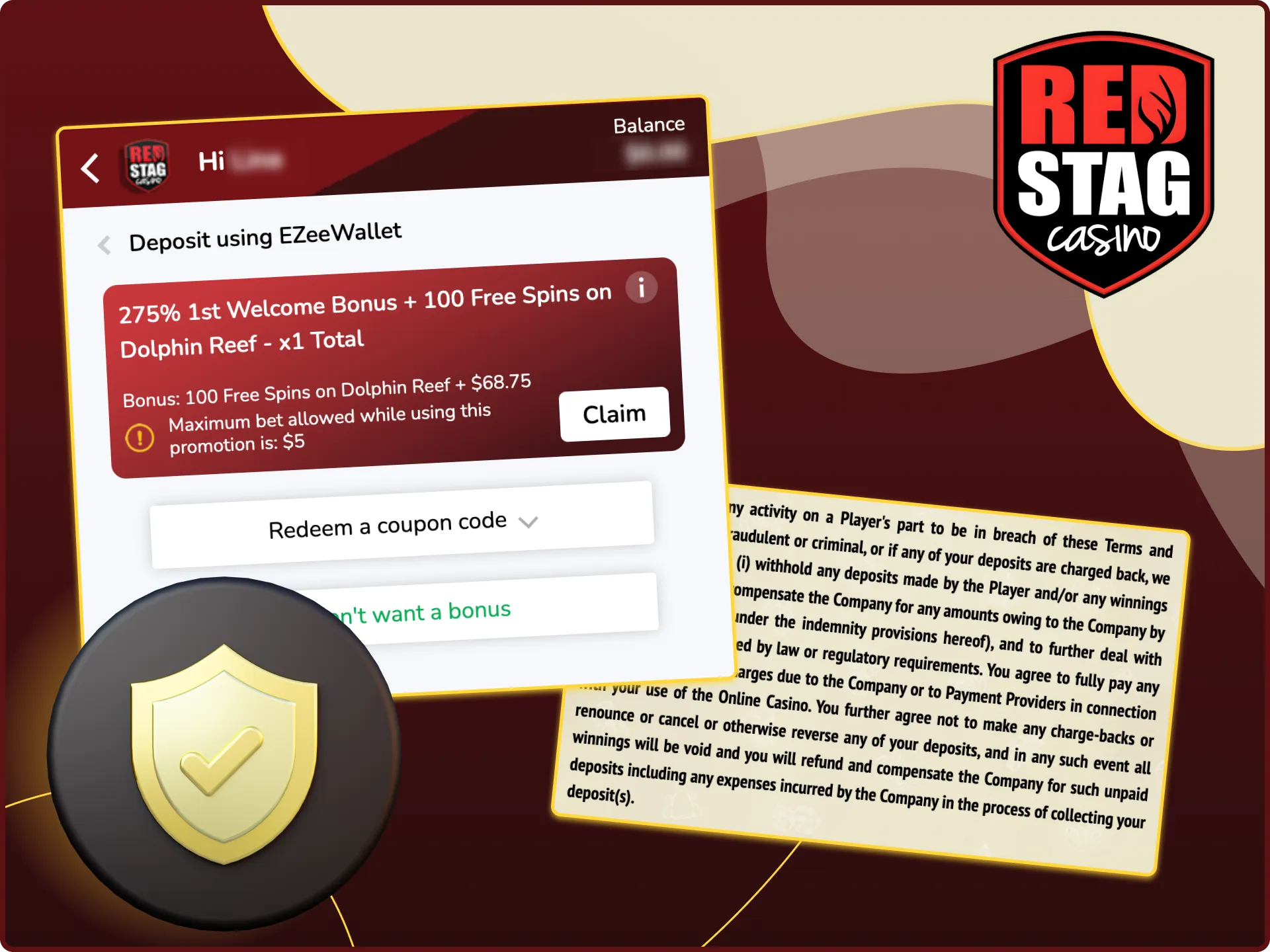 Are money transactions safe on the Red Stag online casino website.