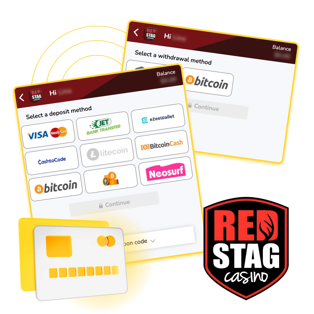 Red Stag online casino offers a wide range of deposit methods.
