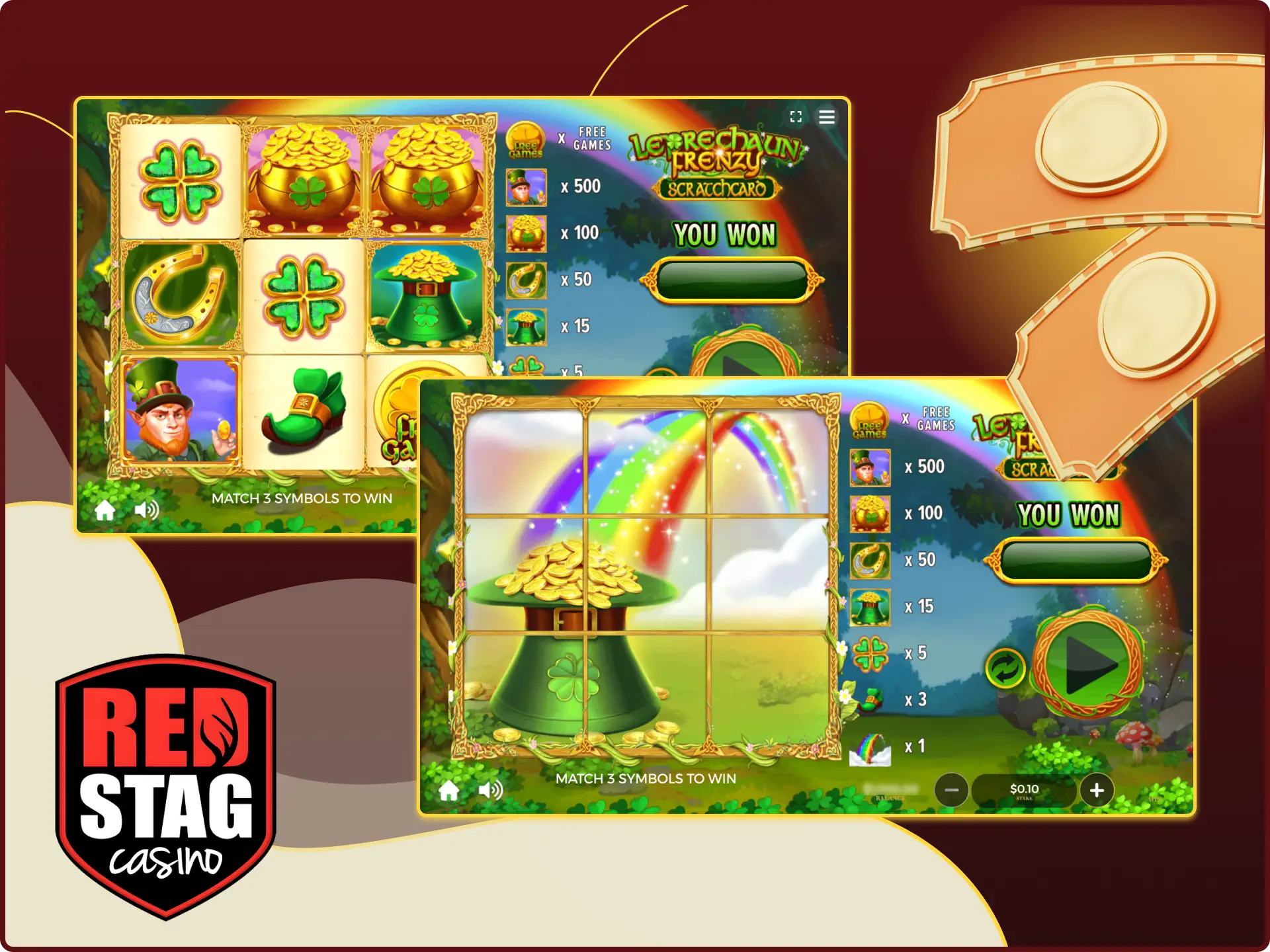 Step-by-step instructions on how to start playing scratch games on the Red Stag online casino website.