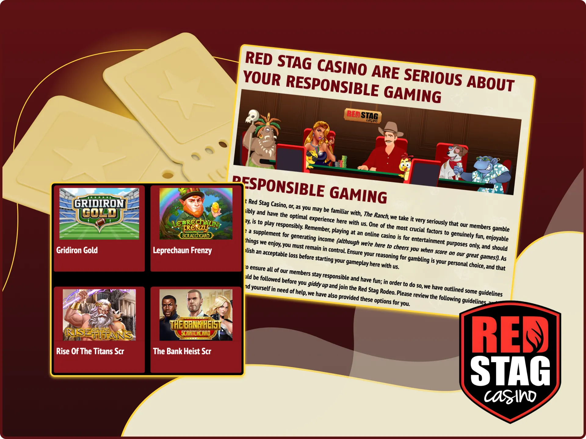 Enjoy playing scratch games at Red Stag online casino.