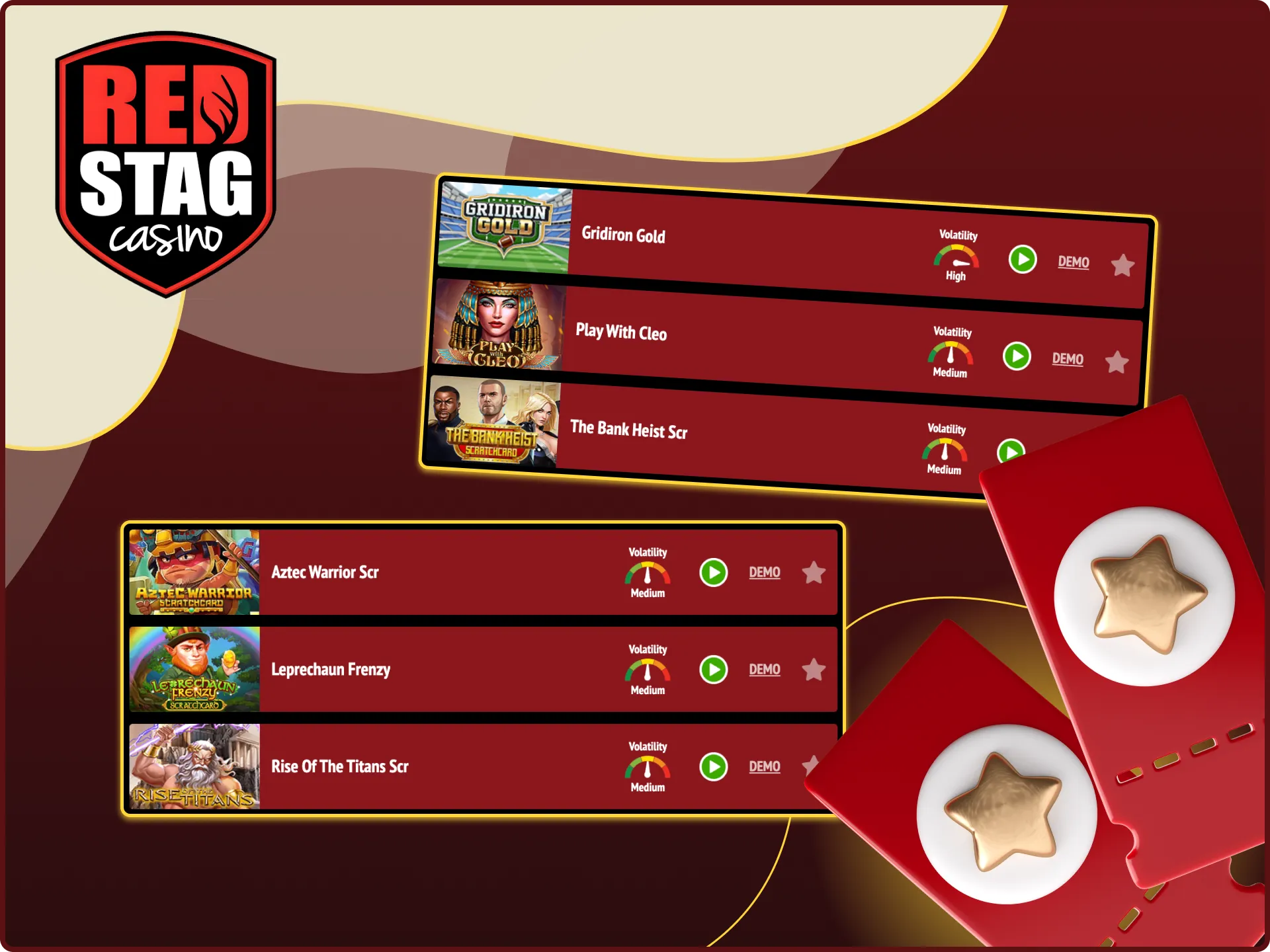 Try playing scratch games at Red Stag online casino.