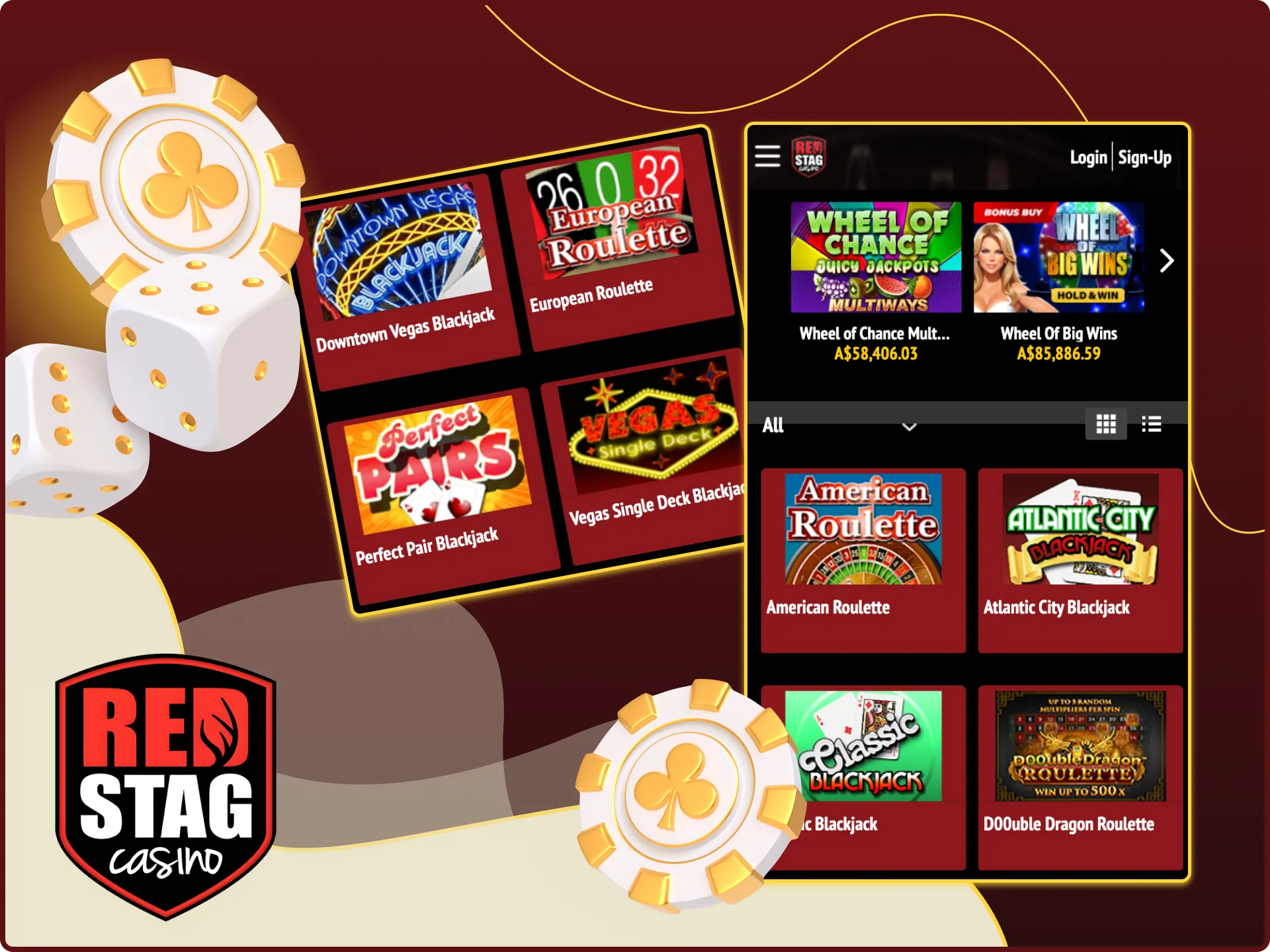Table games at Red Stag online casino are adapted for playing on mobile phones.