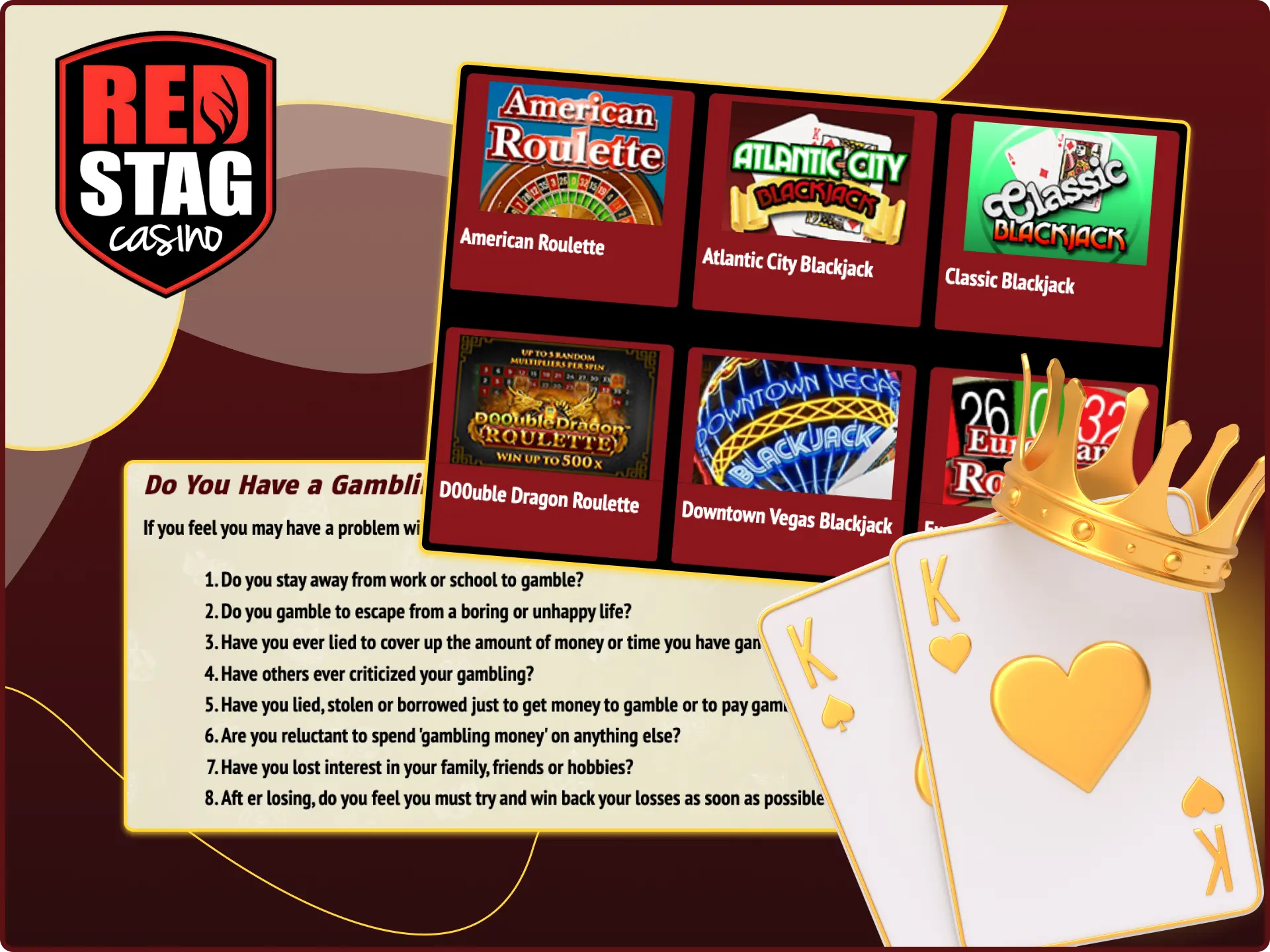 Take control of your time when playing table games at Red Stag online casino.