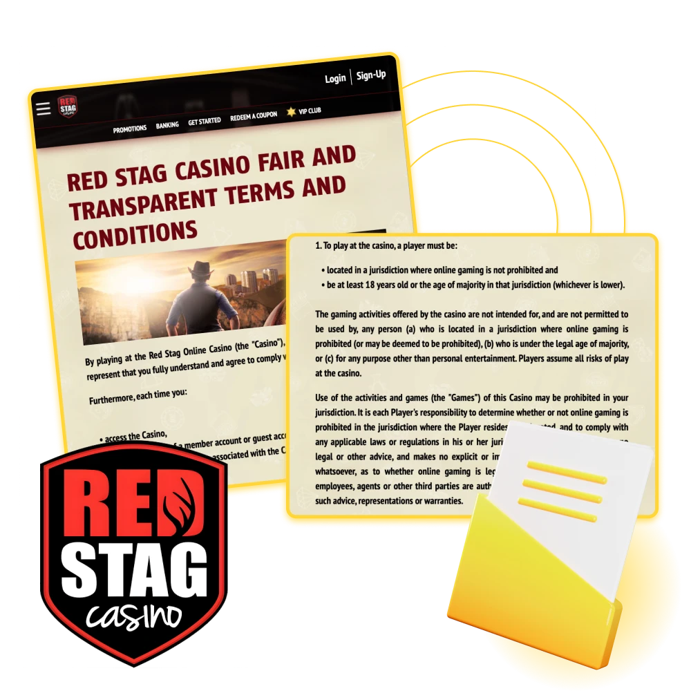 Before playing at Red Stag online casino, you need to read all the Terms and Conditions.