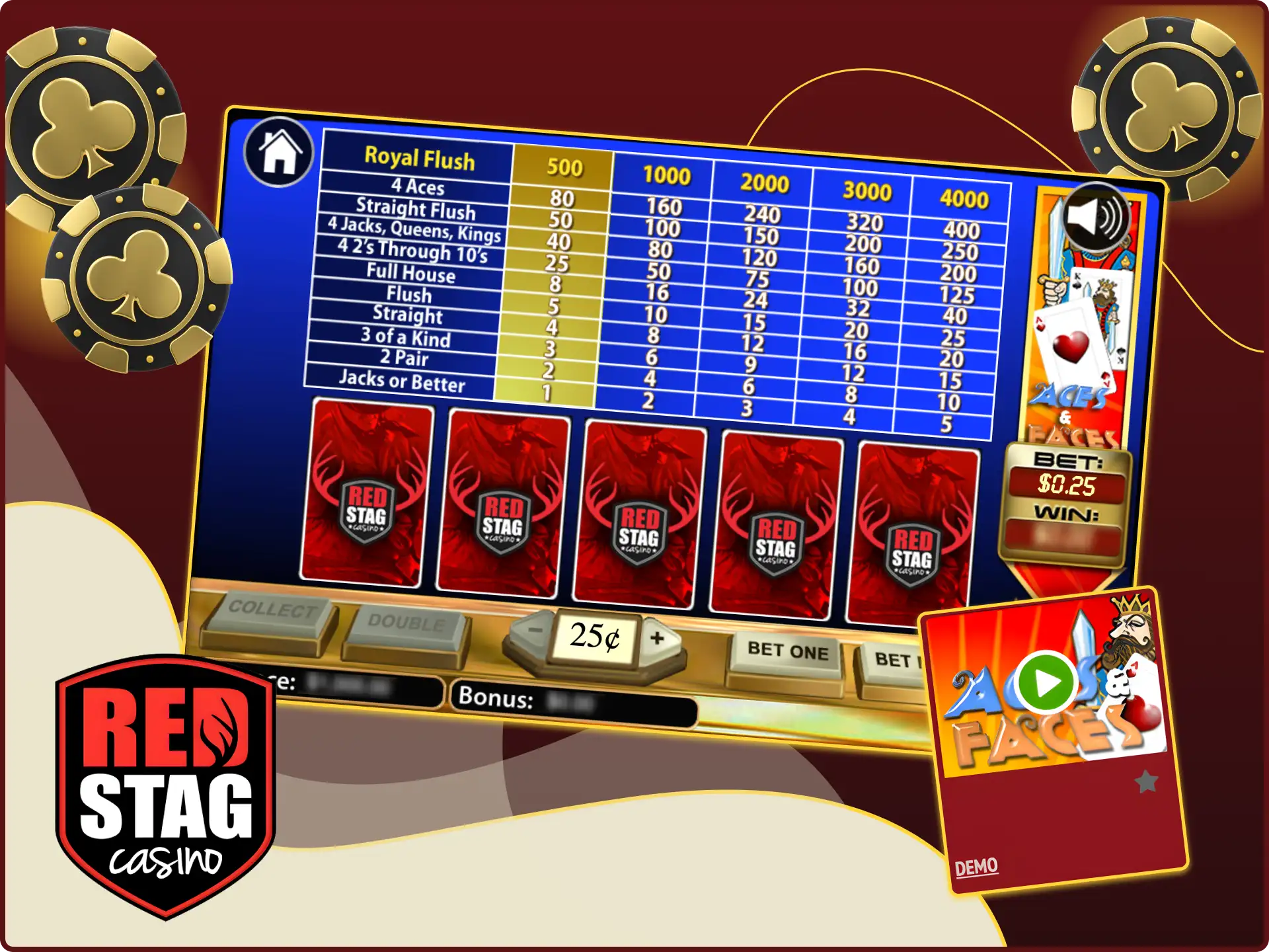 What strategies can I use in video poker games at Red Stag online casino.