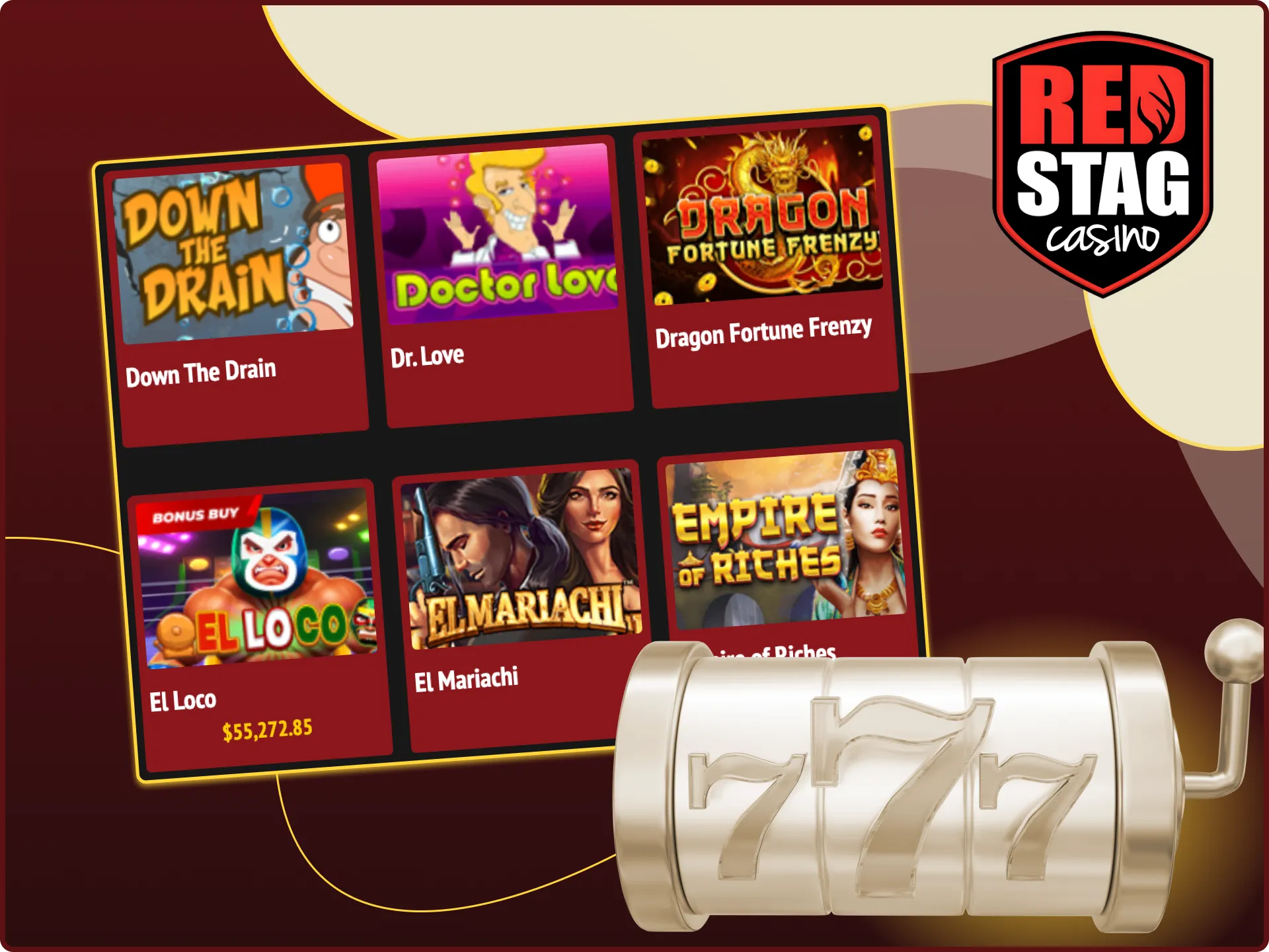 Register at Red Stag online casino and start playing video slot games.